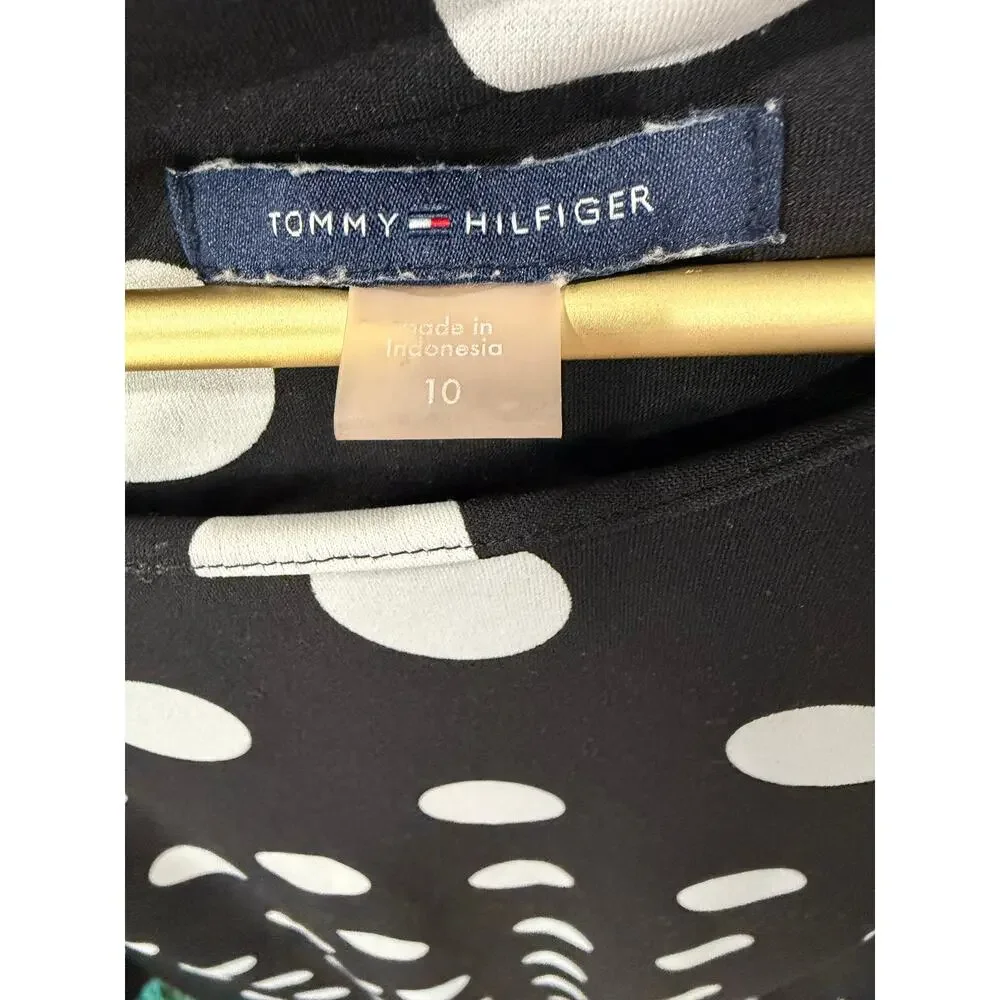 ✨ TOMMY HILFIGER Polka Dot Bell Sleeve Sheath Dress 10 EUC 👗 - Picture 5 of 7